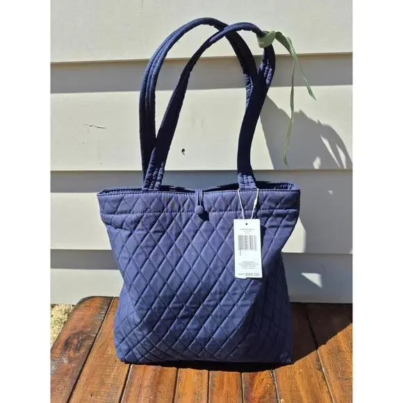 Vera Bradley Premium Cotton Small Original Tote Handbag, Peacoat, One Size, - Picture 2 of 7